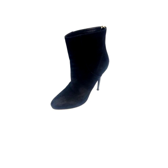 JIMMY CHOO Ankle Boots Black Suede Booties Chic Stiletto Heels Size 39.5 - Picture 2 of 8